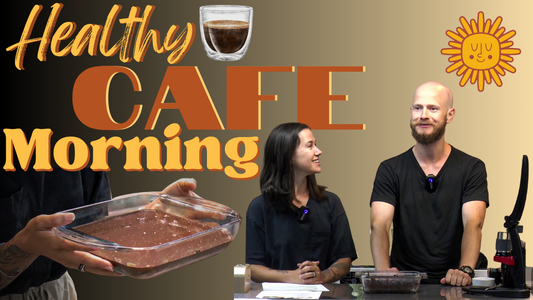 Healthy Cafe Morning with Raw Nutty Chocolate Coconut Cake & Gourmet Coffee