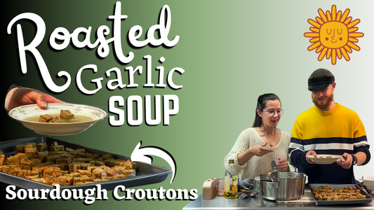 Roasted Garlic & White Bean Soup With Homemade Sourdough Croutons